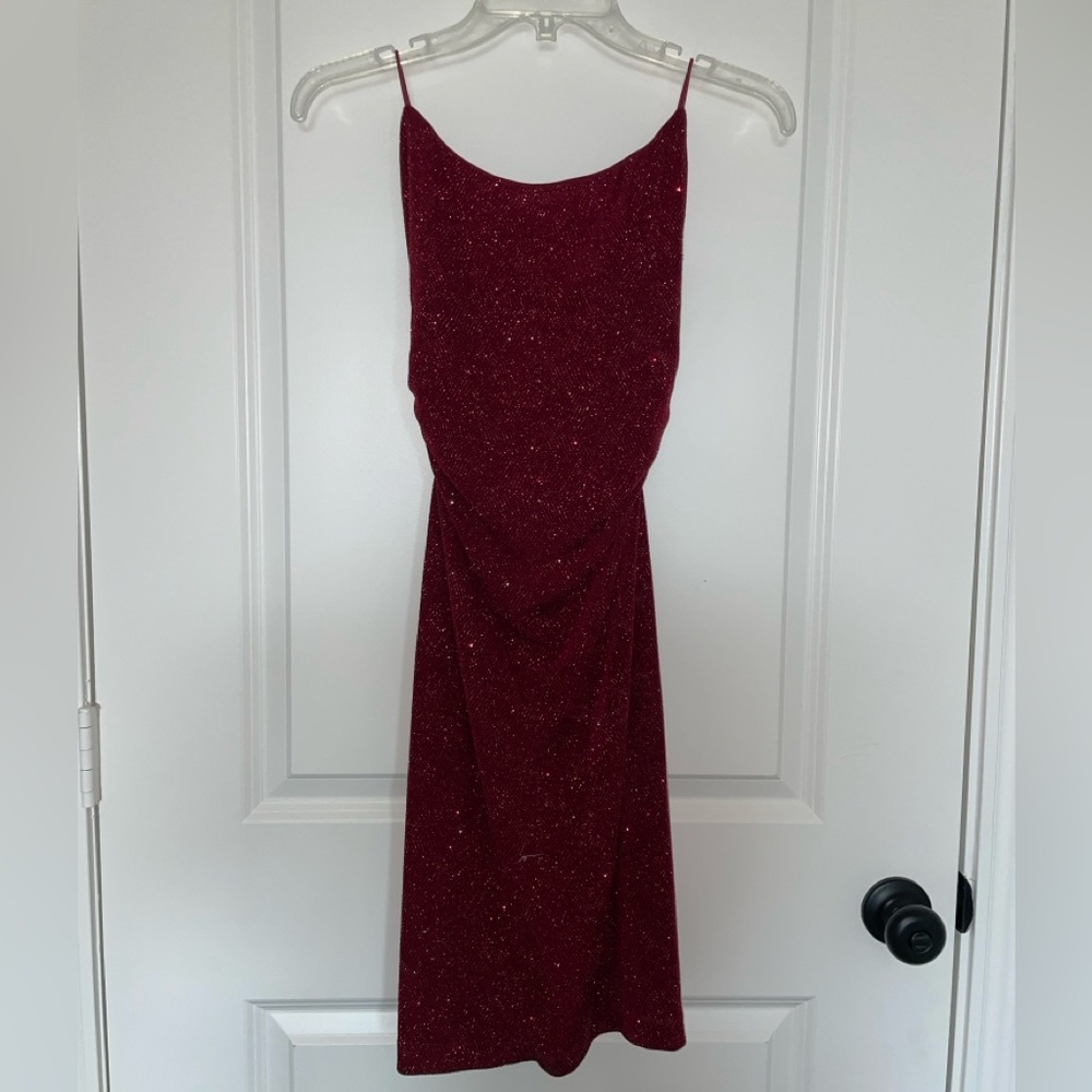 2000s Semi-Formal/Going Out Red Sparkle Jodi Kristopher Dress